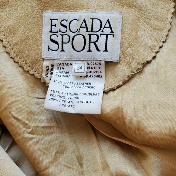 Escada 34 leather jacket tan pink beige blue purple white gray 4 6 small medium - Picture 9 of 10